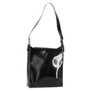 Salvatore Ferragamo Vala Shoulder Bag Enamel Black Silver Auth bs31356-1