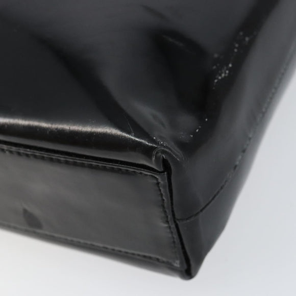 Salvatore Ferragamo Vala Shoulder Bag Enamel Black Silver Auth bs31356