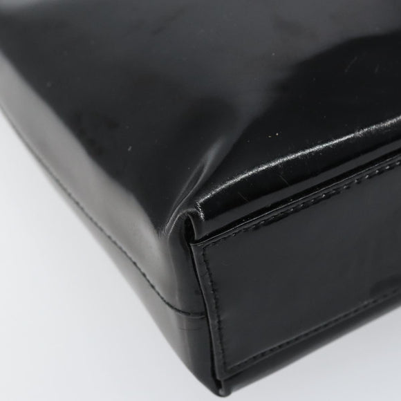 Salvatore Ferragamo Vala Shoulder Bag Enamel Black Silver Auth bs31356