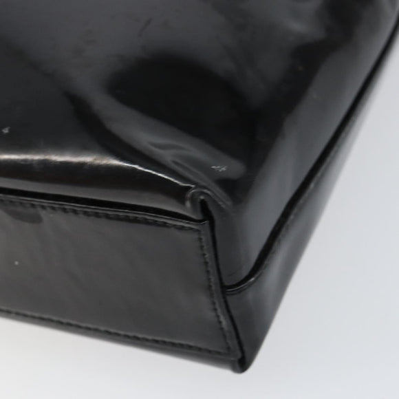 Salvatore Ferragamo Vala Shoulder Bag Enamel Black Silver Auth bs31356