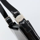 Salvatore Ferragamo Vala Shoulder Bag Enamel Black Silver Auth bs31356-14