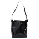 Salvatore Ferragamo Vala Shoulder Bag Enamel Black Silver Auth bs31356-2