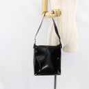 Salvatore Ferragamo Vala Shoulder Bag Enamel Black Silver Auth bs31356-21