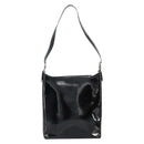 Salvatore Ferragamo Vala Shoulder Bag Enamel Black Silver Auth bs31356-3