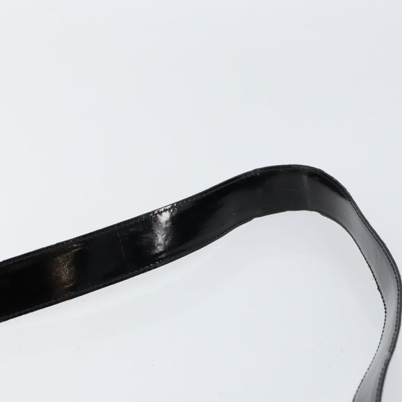 Salvatore Ferragamo Vala Shoulder Bag Enamel Black Silver Auth bs31356