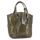 Salvatore Ferragamo Tote Bag Enamel Green Silver Auth bs31357-1