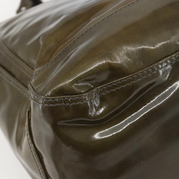 Salvatore Ferragamo Tote Bag Enamel Green Silver Auth bs31357