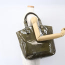 Salvatore Ferragamo Tote Bag Enamel Green Silver Auth bs31357-20