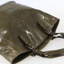 Salvatore Ferragamo Tote Bag Enamel Green Silver Auth bs31357-6