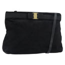 Salvatore Ferragamo Vala Shoulder Bag Suede Black Gold Auth bs31358-1