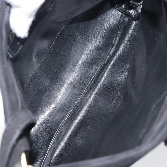 Salvatore Ferragamo Vala Shoulder Bag Suede Black Gold Auth bs31358