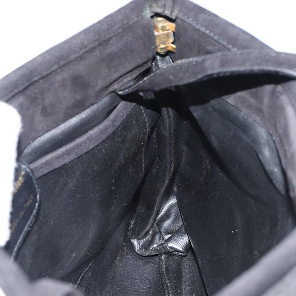 Salvatore Ferragamo Vala Shoulder Bag Suede Black Gold Auth bs31358