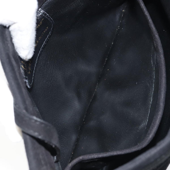 Salvatore Ferragamo Vala Shoulder Bag Suede Black Gold Auth bs31358