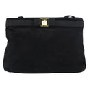 Salvatore Ferragamo Vala Shoulder Bag Suede Black Gold Auth bs31358-13