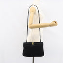 Salvatore Ferragamo Vala Shoulder Bag Suede Black Gold Auth bs31358-20