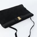 Salvatore Ferragamo Vala Shoulder Bag Suede Black Gold Auth bs31358-6