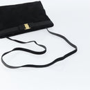 Salvatore Ferragamo Vala Shoulder Bag Suede Black Gold Auth bs31358-7