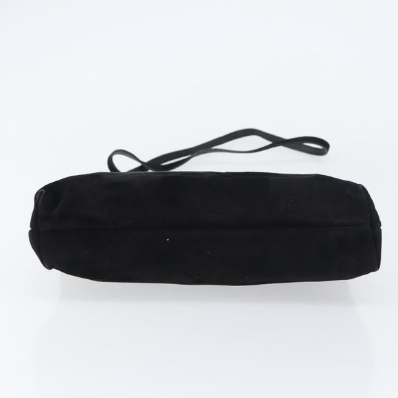 Salvatore Ferragamo Vala Shoulder Bag Suede Black Gold Auth bs31358