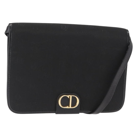 Christian Dior Shoulder Bag Nylon Black gold Auth bs31359