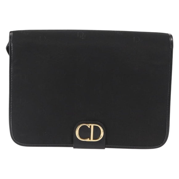 Christian Dior Shoulder Bag Nylon Black gold Auth bs31359