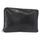 BOTTEGA VENETA INTRECCIATO Clutch Bag Leather Black Auth bs31360-1