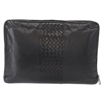 BOTTEGA VENETA INTRECCIATO Clutch Bag Leather Black Auth bs31360 - 0