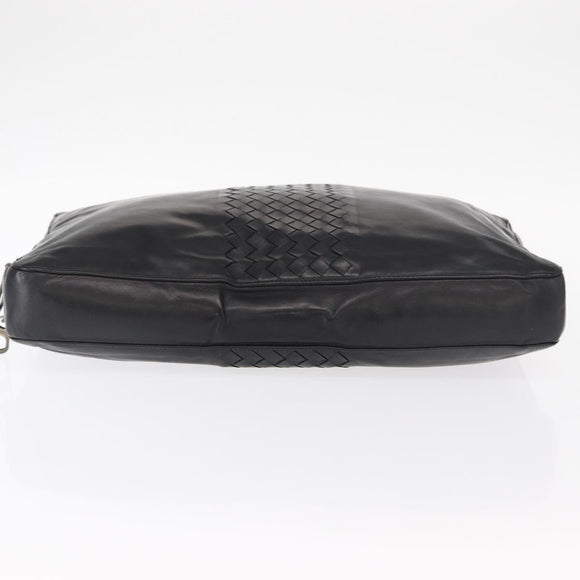 BOTTEGA VENETA INTRECCIATO Clutch Bag Leather Black Auth bs31360