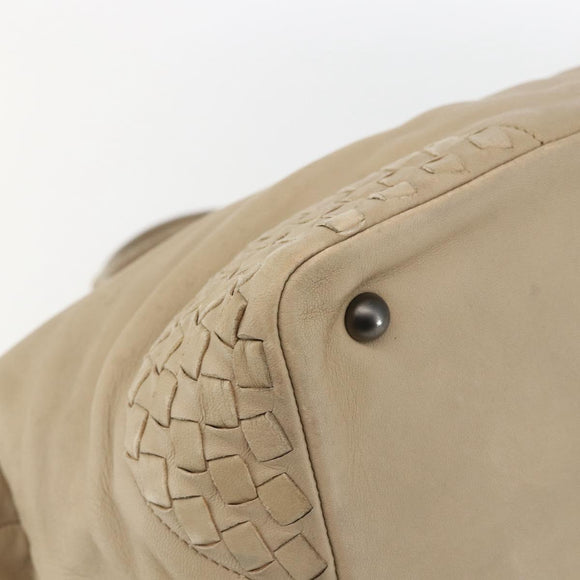 BOTTEGA VENETA INTRECCIATO Handtas Leer Beige Auth bs31361