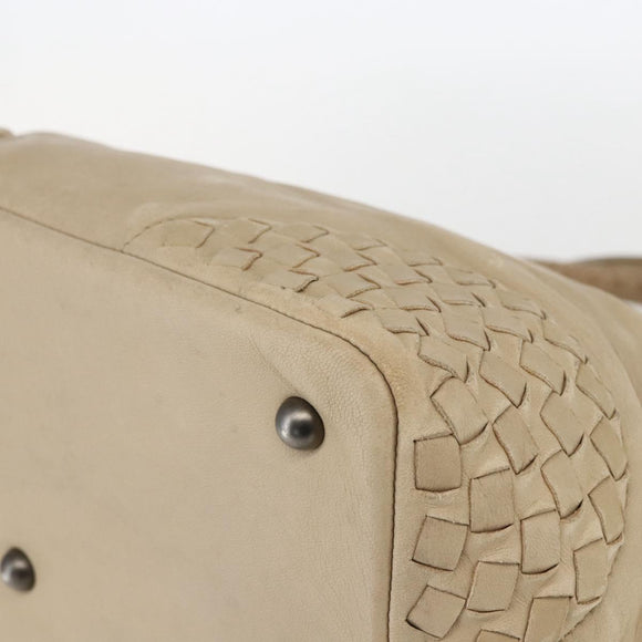 BOTTEGA VENETA INTRECCIATO Handtas Leer Beige Auth bs31361