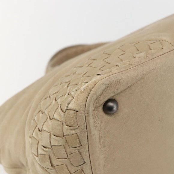 BOTTEGA VENETA INTRECCIATO Handtas Leer Beige Auth bs31361