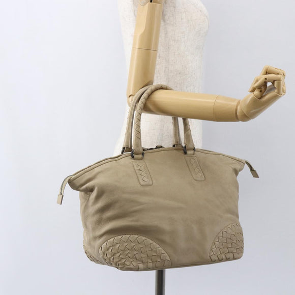 BOTTEGA VENETA INTRECCIATO Hand Bag Leather Beige Auth bs31361