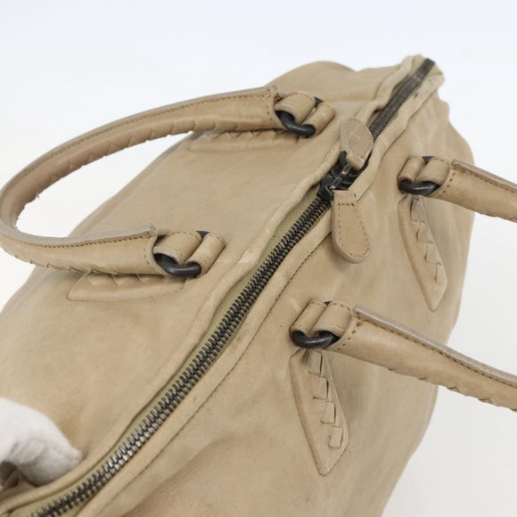 BOTTEGA VENETA INTRECCIATO Handtas Leer Beige Auth bs31361