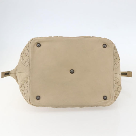 BOTTEGA VENETA INTRECCIATO Handtas Leer Beige Auth bs31361