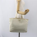 PRADA Tote Bag Nylon Beige Silver Auth bs31362-24