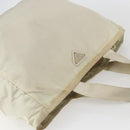 PRADA Tote Bag Nylon Beige Silver Auth bs31362-6