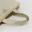PRADA Tote Bag Nylon Beige Silver Auth bs31362-7