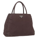 PRADA Hand Bag Nylon Brown Silver Auth bs31363-1