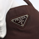 PRADA Hand Bag Nylon Brown Silver Auth bs31363-14