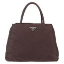 PRADA Hand Bag Nylon Brown Silver Auth bs31363-2