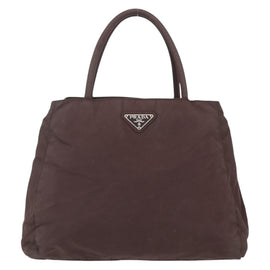 PRADA Hand Bag Nylon Brown Silver Auth bs31363 - 0