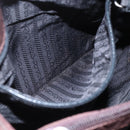 PRADA Hand Bag Nylon Brown Silver Auth bs31363-20