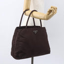 PRADA Hand Bag Nylon Brown Silver Auth bs31363-24
