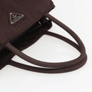 PRADA Hand Bag Nylon Brown Silver Auth bs31363-7
