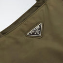 PRADA Hand Bag Nylon Khaki Silver Auth bs31364-14