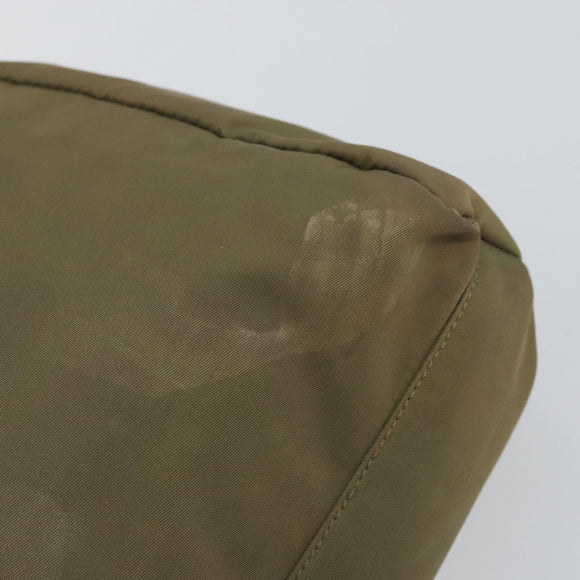 PRADA Hand Bag Nylon Khaki Silver Auth bs31364