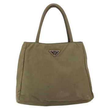 PRADA Hand Bag Nylon Khaki Silver Auth bs31364 - 0