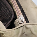 PRADA Hand Bag Nylon Khaki Silver Auth bs31364-22