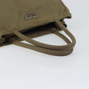PRADA Hand Bag Nylon Khaki Silver Auth bs31364-7