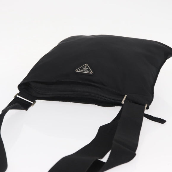 PRADA Shoulder Bag Nylon Black Silver Auth bs31365
