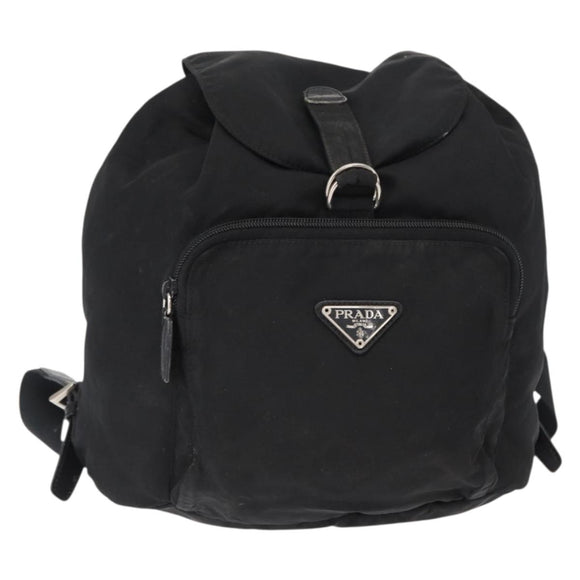 PRADA Backpack Nylon Black Silver Auth bs31366